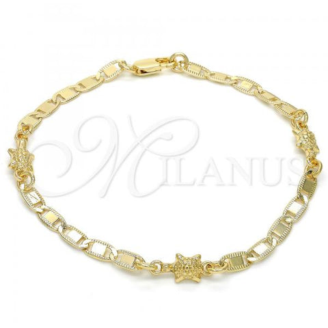 Oro Laminado Fancy Bracelet, Gold Filled Style Turtle Design, Polished, Golden Finish, 03.63.1959.08