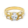Oro Laminado Multi Stone Ring, Gold Filled Style with White Cubic Zirconia, Polished, Golden Finish, 5.166.008.07 (Size 7)
