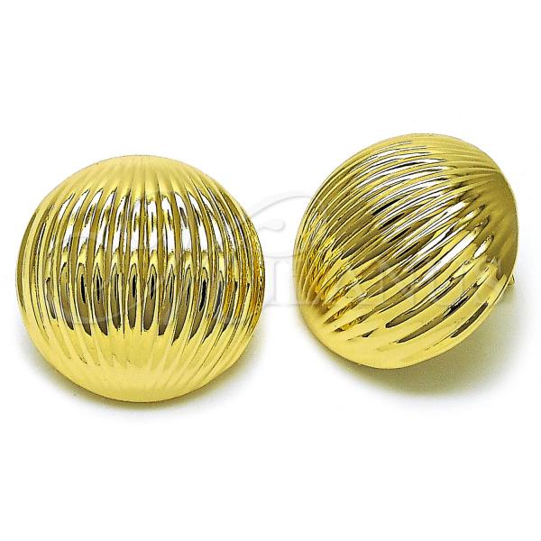 Oro Laminado Stud Earring, Gold Filled Style Hollow Design, Polished, Golden Finish, 02.411.0038