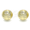 Oro Laminado Stud Earring, Gold Filled Style Diamond Cutting Finish, Golden Finish, 02.100.0119.1