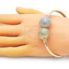 Oro Laminado Individual Bangle, Gold Filled Style Ball Design, Matte Finish, Two Tone, 07.383.0001