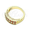 Oro Laminado Multi Stone Ring, Gold Filled Style with Garnet Cubic Zirconia, Polished, Golden Finish, 01.346.0023.2.08