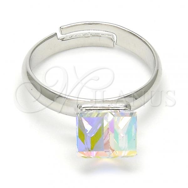 Rhodium Plated Multi Stone Ring, with Aurore Boreale Swarovski Crystals, Polished, Rhodium Finish, 01.239.0003.3 (One size fits all)