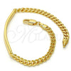 Oro Laminado ID Bracelet, Gold Filled Style Miami Cuban Design, Polished, Golden Finish, 5.227.012.1.08