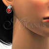 Rhodium Plated Stud Earring, Flower Design, with Padparadscha Swarovski Crystals and White Micro Pave, Polished, Rhodium Finish, 02.63.2580.2