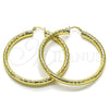 Oro Laminado Large Hoop, Gold Filled Style Hollow Design, Diamond Cutting Finish, Golden Finish, 02.213.0309.60