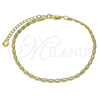 Oro Laminado Basic Anklet, Gold Filled Style Mariner Design, Diamond Cutting Finish, Golden Finish, 03.213.0302.09