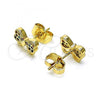 Oro Laminado Stud Earring, Gold Filled Style Bow Design, with Multicolor Micro Pave, Polished, Golden Finish, 02.210.0664.1