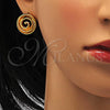 Oro Laminado Necklace and Earring, Gold Filled Style Spiral Design, Polished, Golden Finish, 06.59.0107.1