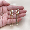 Oro Laminado Long Earring, Gold Filled Style Polished, Golden Finish, 02.385.0066