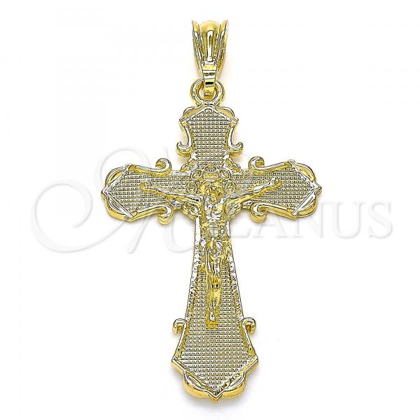 Oro Laminado Religious Pendant, Gold Filled Style Crucifix Design, Polished, Golden Finish, 05.351.0163.1