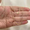 Oro Laminado Basic Necklace, Gold Filled Style Box Design, Polished, Golden Finish, 04.99.0009.18