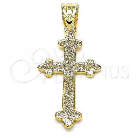 Oro Laminado Religious Pendant, Gold Filled Style Cross Design, Matte Finish, Golden Finish, 05.100.0005