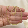 Oro Laminado Basic Necklace, Gold Filled Style Rope Design, Polished, Golden Finish, 04.213.0136.24