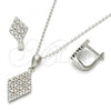 Sterling Silver Earring and Pendant Adult Set, with White Cubic Zirconia, Polished, Rhodium Finish, 10.175.0064