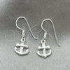 Sterling Silver Dangle Earring, Anchor Design, Polished, Silver Finish, 02.397.0013