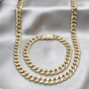 Stainless Steel Necklace and Bracelet, Polished, Golden Finish, 06.63.0306.28