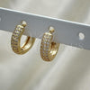 Oro Laminado Huggie Hoop, Gold Filled Style with White Micro Pave, Polished, Golden Finish, 02.195.0167.12