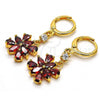 Oro Laminado Long Earring, Gold Filled Style with Garnet and White Cubic Zirconia, Polished, Golden Finish, 02.206.0030