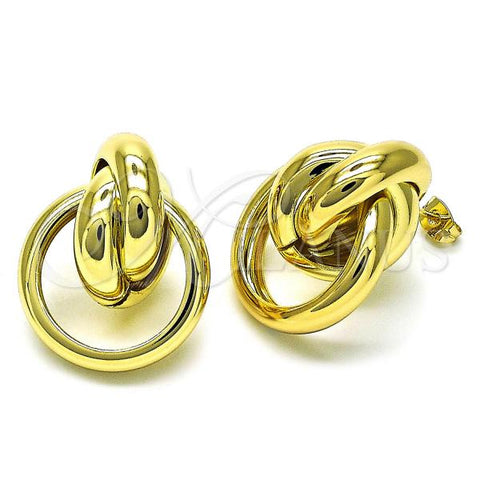 Oro Laminado Stud Earring, Gold Filled Style Love Knot and Hollow Design, Polished, Golden Finish, 02.213.0647