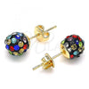 Oro Laminado Stud Earring, Gold Filled Style with Multicolor Crystal, Polished, Golden Finish, 02.63.2707.8