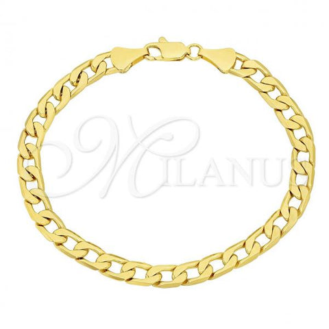 Oro Laminado Basic Bracelet, Gold Filled Style Curb Design, Polished, Golden Finish, 5.222.004.07