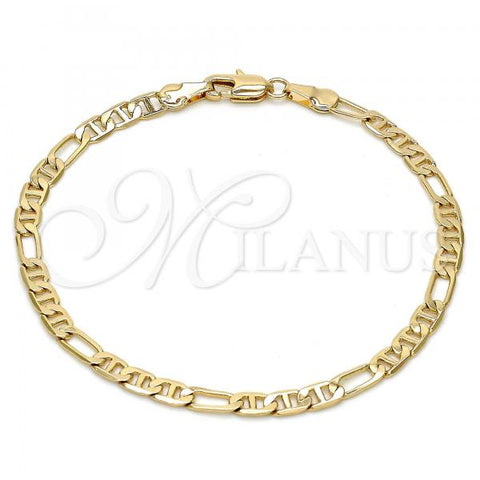 Oro Laminado Basic Bracelet, Gold Filled Style Figaro Design, Diamond Cutting Finish, Golden Finish, 5.222.031.07