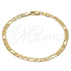 Oro Laminado Basic Bracelet, Gold Filled Style Figaro Design, Diamond Cutting Finish, Golden Finish, 5.222.031.07