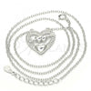 Sterling Silver Pendant Necklace, Heart Design, with White Cubic Zirconia, Polished, Rhodium Finish, 04.336.0026.16