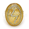 Oro Laminado Multi Stone Ring, Gold Filled Style with White Crystal, Polished, Golden Finish, 01.118.0031.08 (Size 8)