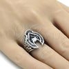 Stainless Steel Mens Ring, Eagle Design, Black Enamel Finish, Steel Finish, 01.234.0002.12 (Size 12)