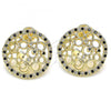 Oro Laminado Stud Earring, Gold Filled Style with Black and White Micro Pave, Polished, Golden Finish, 02.233.0016.1