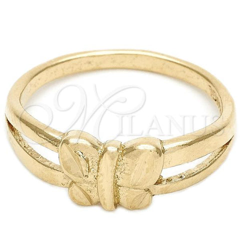 Oro Laminado Elegant Ring, Gold Filled Style Butterfly Design, Diamond Cutting Finish, Golden Finish, 01.63.0556.08 (Size 8)