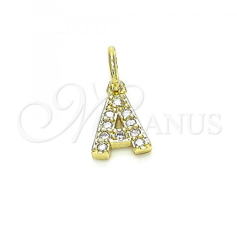 Oro Laminado Fancy Pendant, Gold Filled Style Initials Design, with White Cubic Zirconia, Polished, Golden Finish, 05.341.0021
