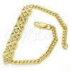 Oro Laminado Fancy Bracelet, Gold Filled Style Flower Design, Polished, Golden Finish, 03.311.0001.08