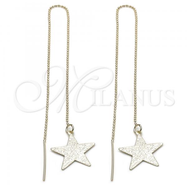 Oro Laminado Threader Earring, Gold Filled Style Star Design, Golden Finish, 5.117.002