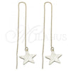 Oro Laminado Threader Earring, Gold Filled Style Star Design, Golden Finish, 5.117.002