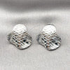 Rhodium Plated Stud Earring, Flower Design, Diamond Cutting Finish, Rhodium Finish, 02.428.0009.1