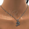 Stainless Steel Pendant Necklace, Initials and Rolo Design, with White Crystal, Polished, Steel Finish, 04.238.0025.18