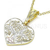 Oro Laminado Religious Pendant, Gold Filled Style Tree and Heart Design, Polished, Tricolor, 05.351.0194