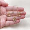 Oro Laminado Earring and Pendant Adult Set, Gold Filled Style Cherry Design, with Ruby Micro Pave, Polished, Golden Finish, 10.282.0006