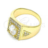 Oro Laminado Mens Ring, Gold Filled Style with White Cubic Zirconia, Polished, Golden Finish, 01.283.0029.11