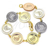 Oro Laminado Fancy Bracelet, Gold Filled Style Dolphin Design, Polished, Tricolor, 03.63.2043.07
