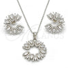 Sterling Silver Earring and Pendant Adult Set, with White Cubic Zirconia, Polished, Rhodium Finish, 10.286.0013