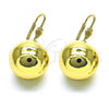 Oro Laminado Dangle Earring, Gold Filled Style Ball Design, Polished, Golden Finish, 02.63.2746