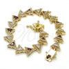 Oro Laminado Tennis Bracelet, Gold Filled Style with Garnet and White Cubic Zirconia, Polished, Golden Finish, 03.210.0074.1.08