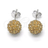 Sterling Silver Stud Earring, with Light Brown Crystal, Polished, Rhodium Finish, 02.332.0042.1