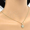 Oro Laminado Pendant Necklace, Gold Filled Style with White Micro Pave, Polished, Golden Finish, 04.166.0011.20