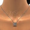 Gold Tone Pendant Necklace, with White Cubic Zirconia and White Micro Pave, Polished, Rhodium Finish, 04.213.0014.16.GT