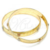 Gold Plated Set Bangle, Teddy Bear Design, Diamond Cutting Finish, Tricolor, 03.08.0106.05 (10 MM Thickness, Size 5 - 2.50 Diameter)